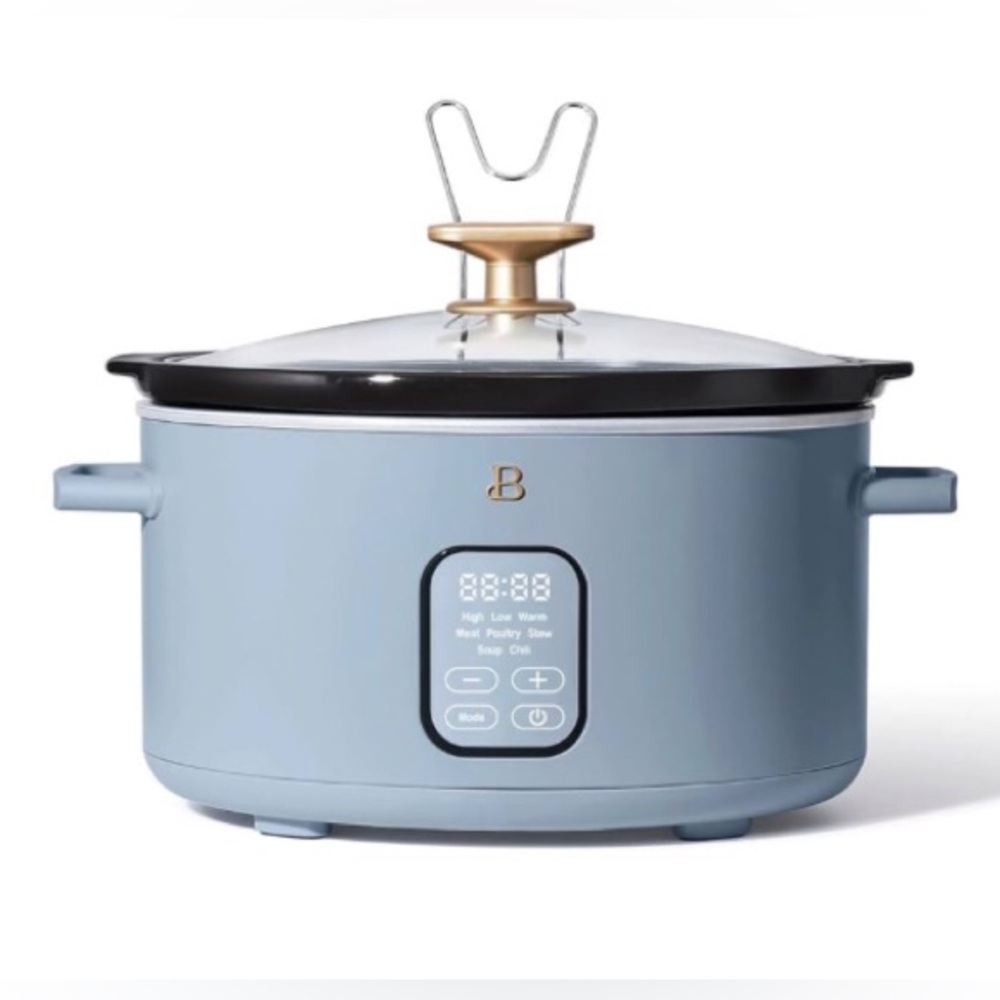 Beautiful 6 Qt Programmable Slow Cooker, Cornflower Blue by Drew Barrymore.
